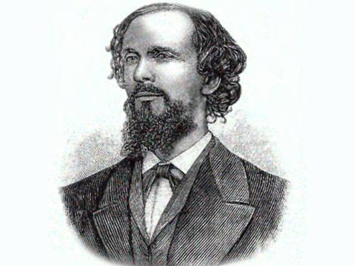 Die Zeichnung eines Mannes mit Bart und lockigem Haar bei hoher Stirn